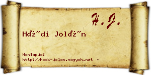 Hódi Jolán névjegykártya